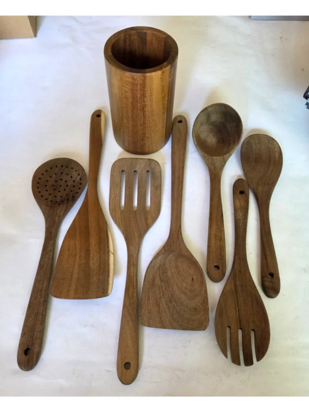Flende Wooden Cooking Utensils Set 8-Piece Acacia Wood Natural Color